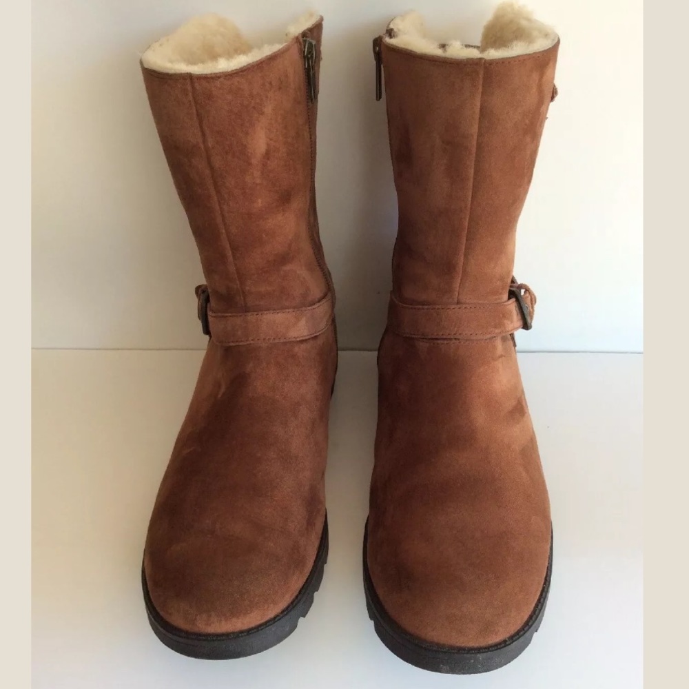 UGG Grandle 11 Brown Suede Moto Engineer Boot Eng - Picture 5 of 8